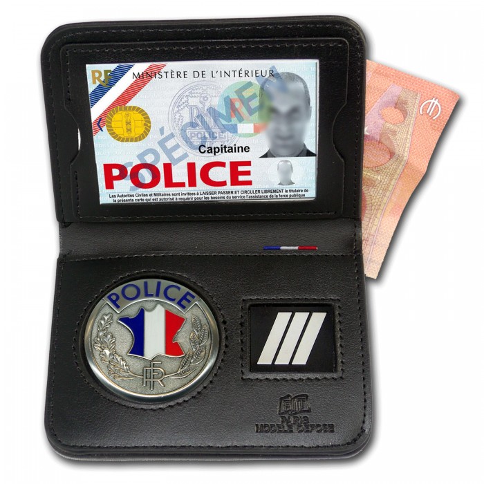 Porte carte Police Municipale cuir 2 volets surplus militaire